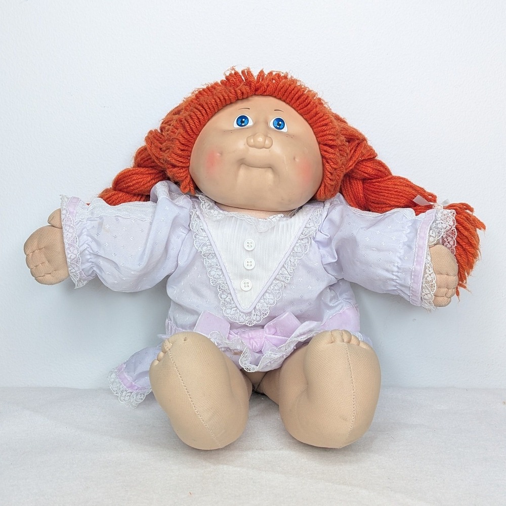 Vintage Cabbage Patch Kids Doll Red Hair Blue Eyes Freckles Lavender 1982